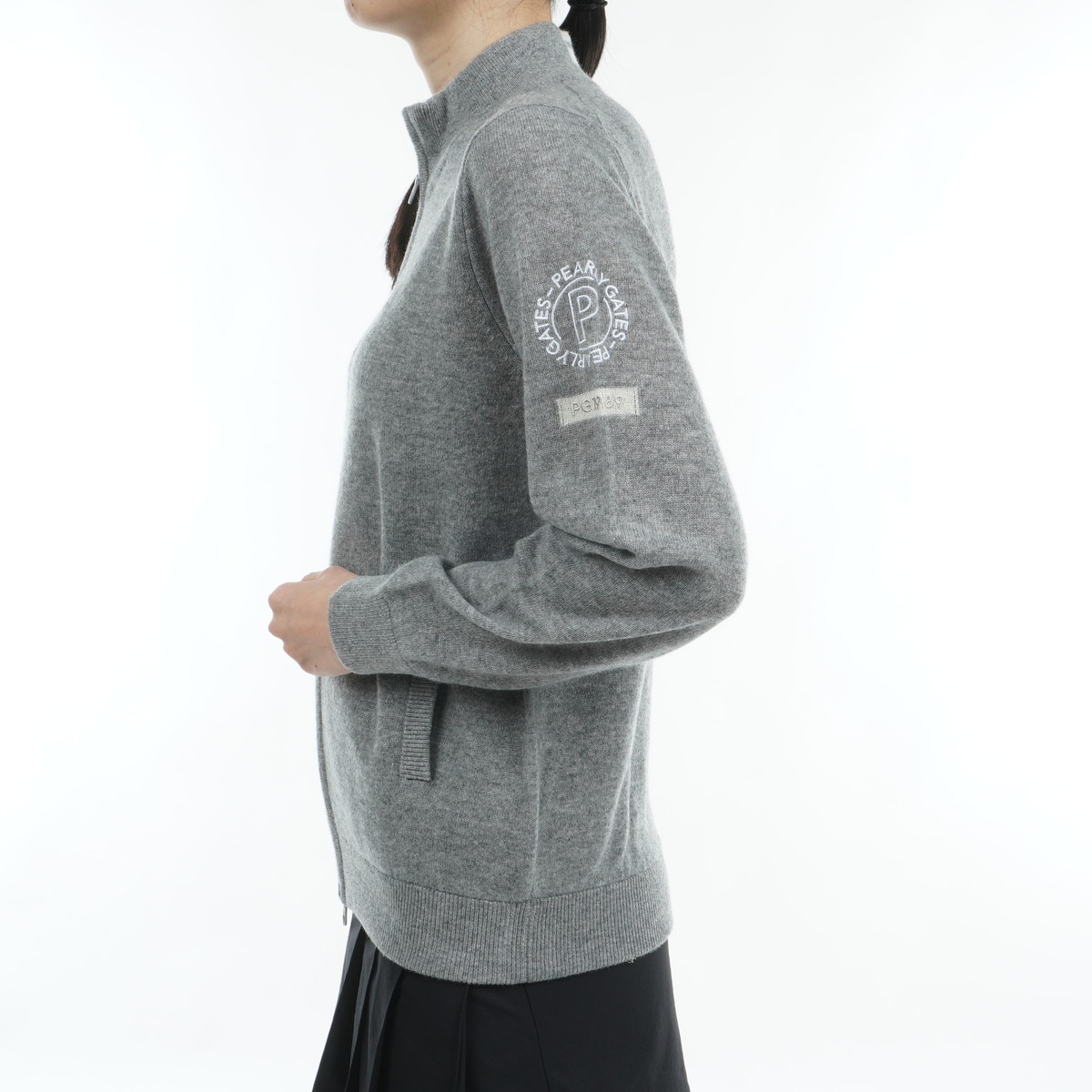 パーリーゲイツ　カシミヤ セール・アウトレット】カシミヤ天竺 前開きセーター レディス