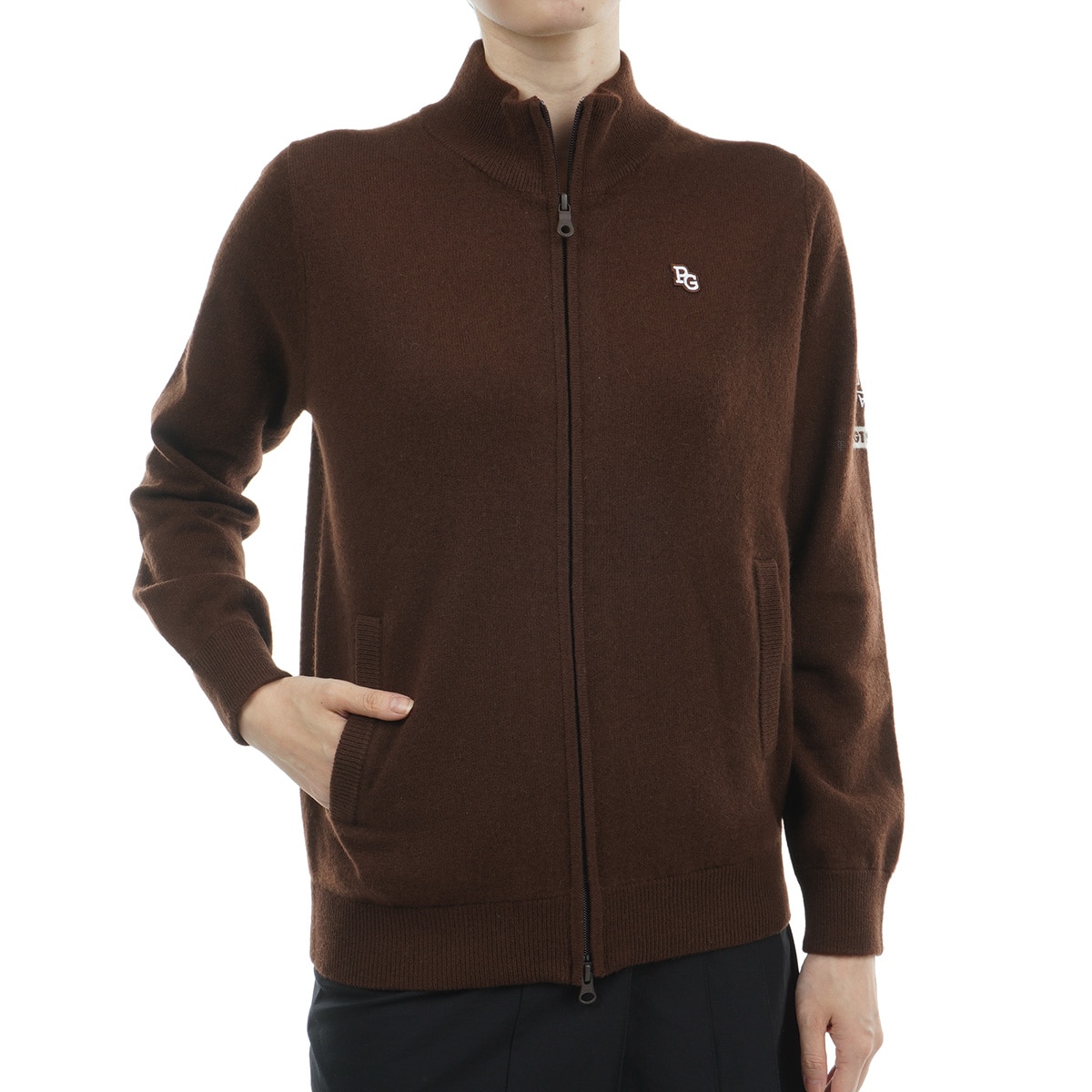 パーリーゲイツsize1カシミア100% セール・アウトレット】カシミヤ天竺 前開きセーター レディス