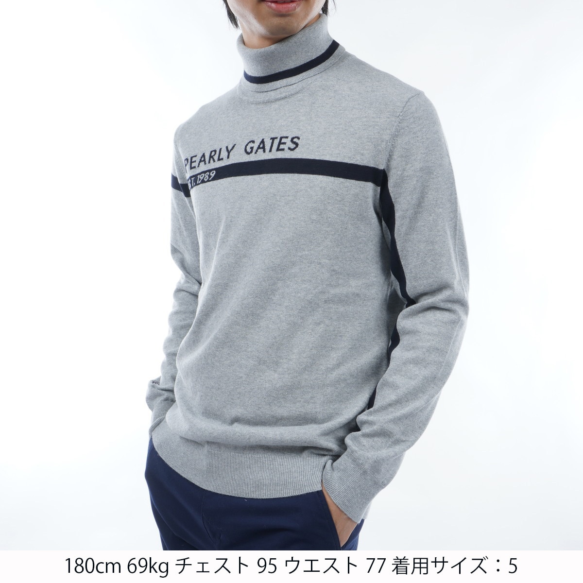 PEARLYGATES カシミヤタッチ 天竺×鹿の子ボーダー ニットプルオーバー PEARLY GATES - パーリーゲイツ カシミヤタッチ天竺×鹿の子