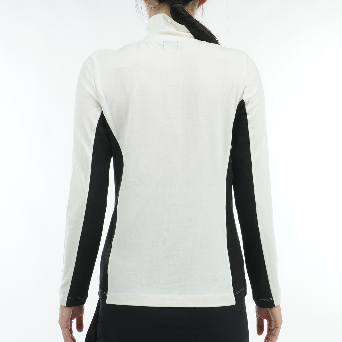 セール・アウトレット】バイカラー ストレッチ モックネック長袖シャツ