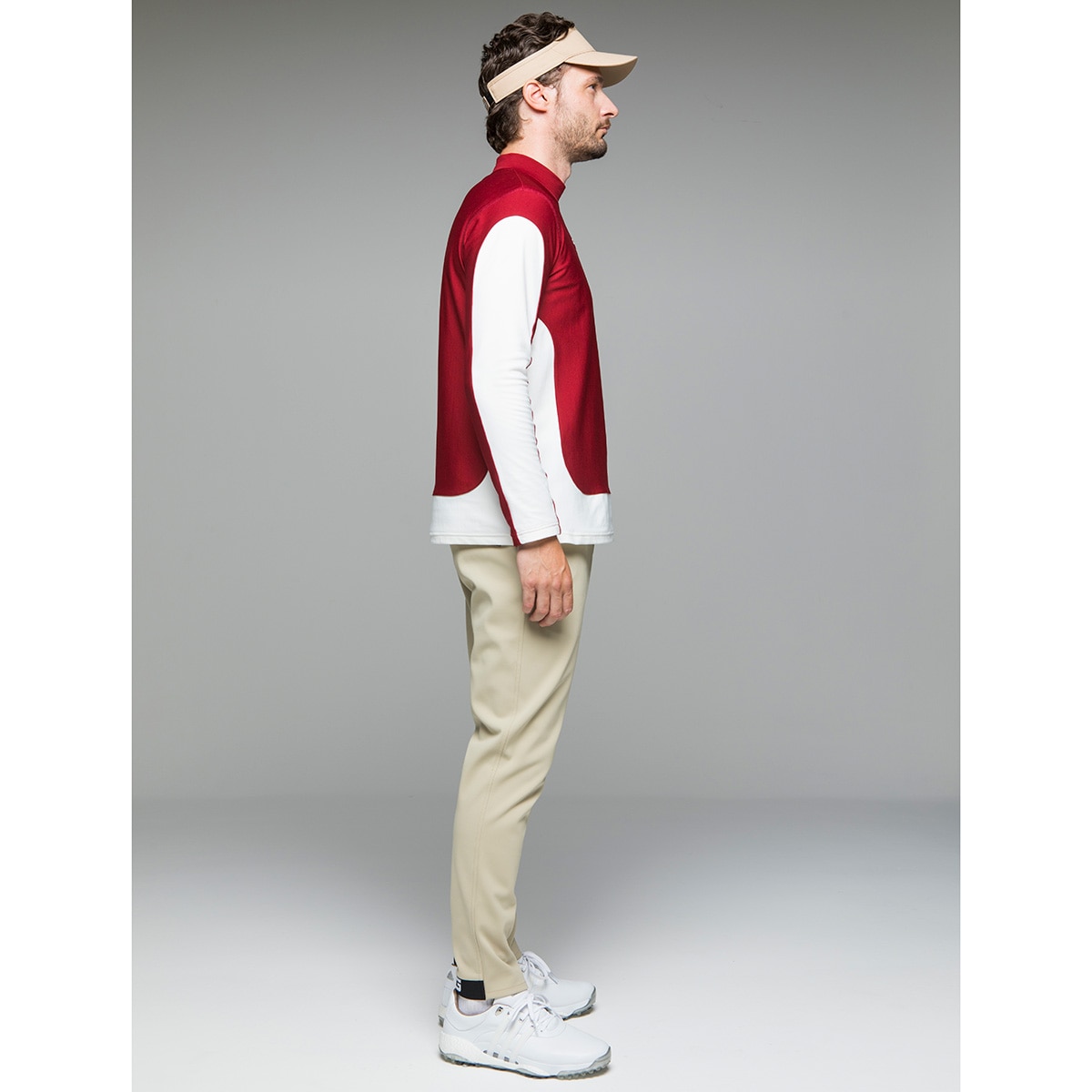 セール・アウトレット】裏起毛 ストレッチ モックネック長袖Tシャツ