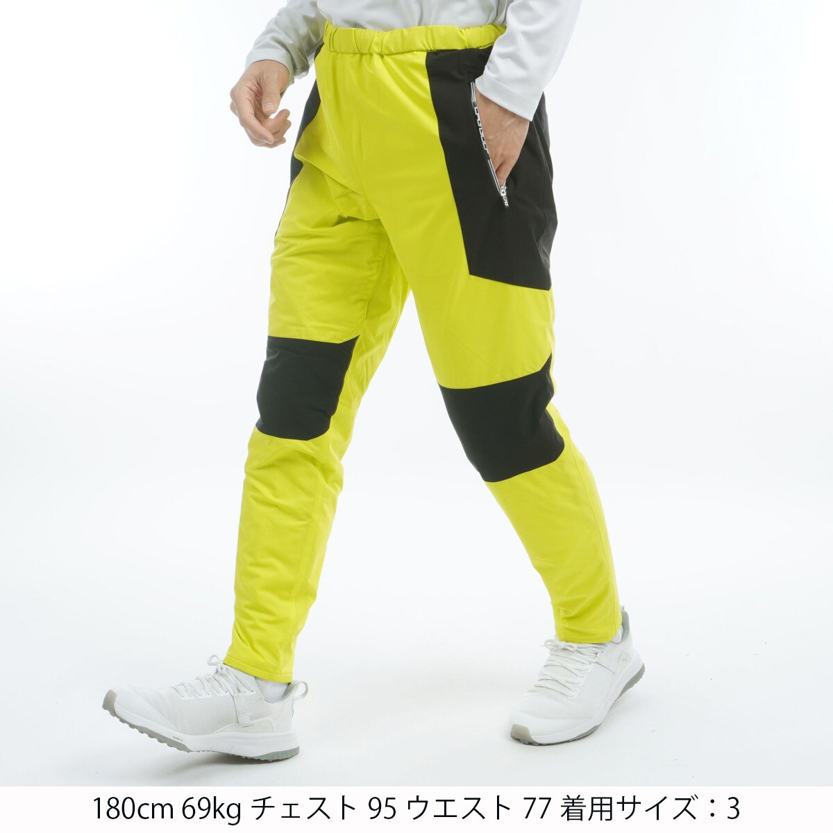 値下　未使用　CPG キルトストレッチパンツ　イエロー セール・アウトレット】キルトステッチ ストレッチパンツ(ロング