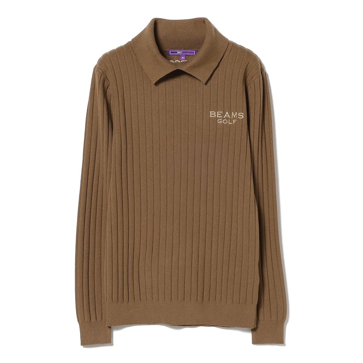 BEAMS GOLF PURPLE LABEL リブ編み 襟付きデザインニット レディス