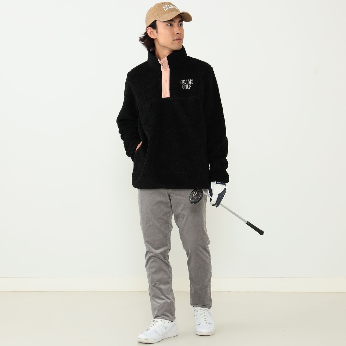 BEAMS GOLF ORANGE LABEL ボア スナッププルオーバー(中間着(セーター