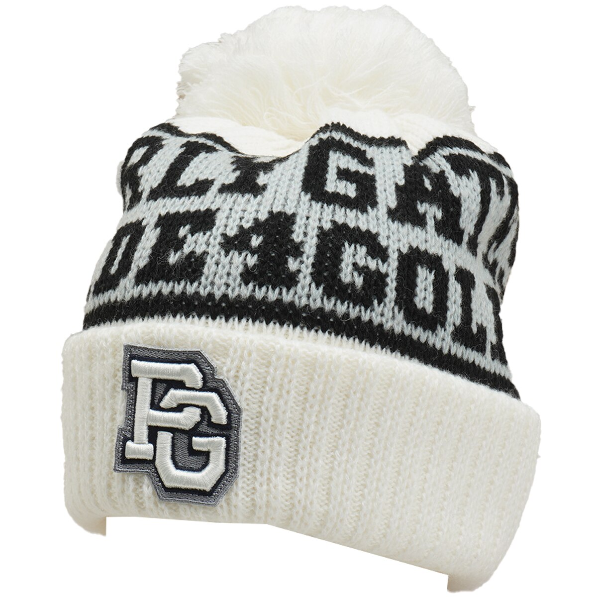 パーリーゲイツ ロゴジャガード ブリム付きニットワッチ ＜ロゴ柄