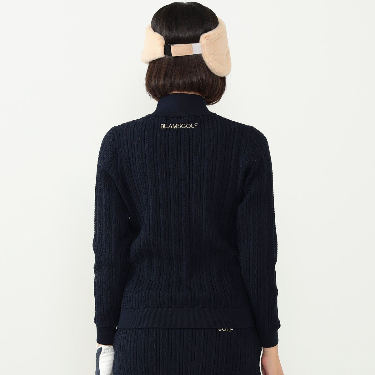 BEAMS GOLF PURPLE LABEL ケーブルタートルネック 裏付きニット