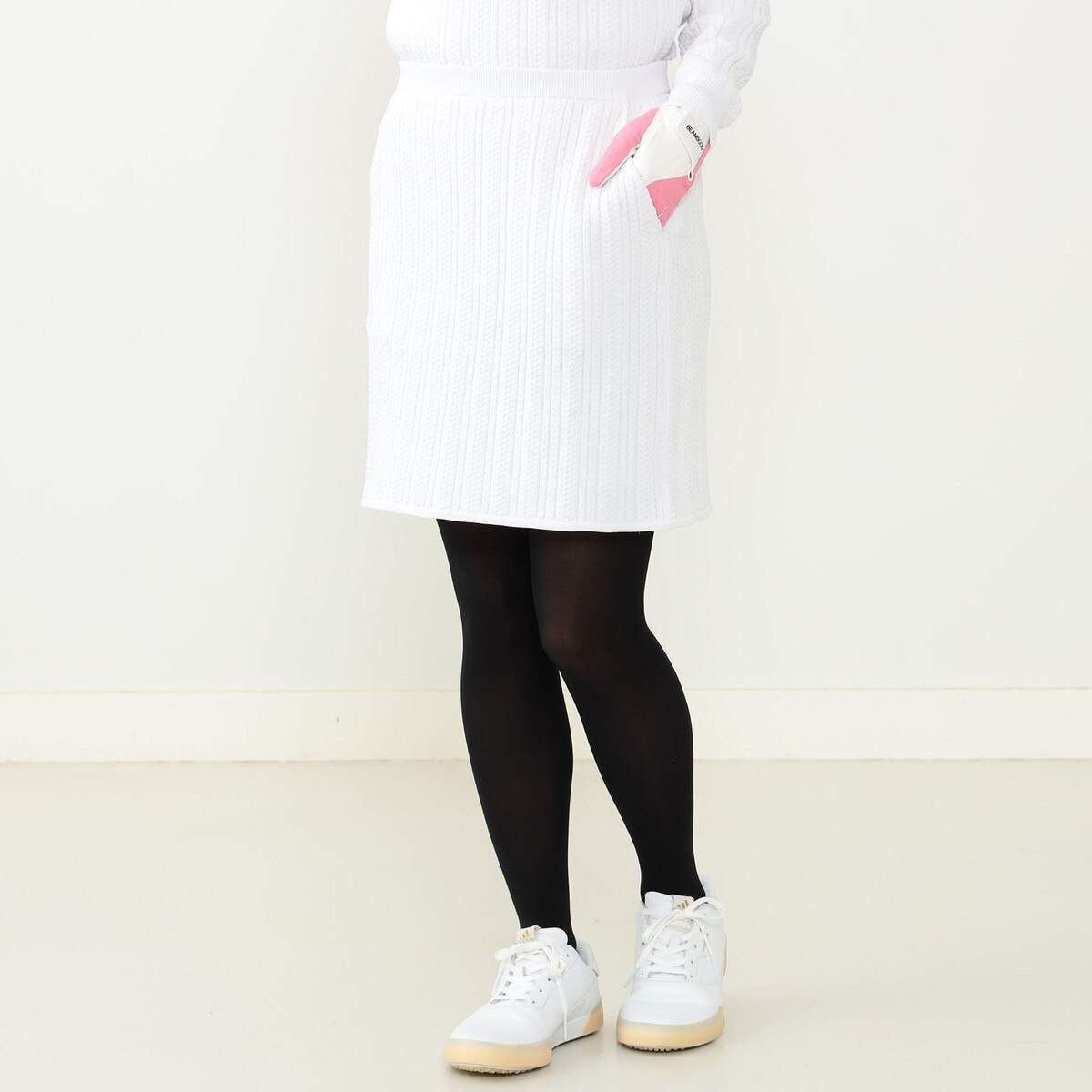 BEAMS GOLF PURPLE LABEL ケーブル 裏付きニット スカート レディス
