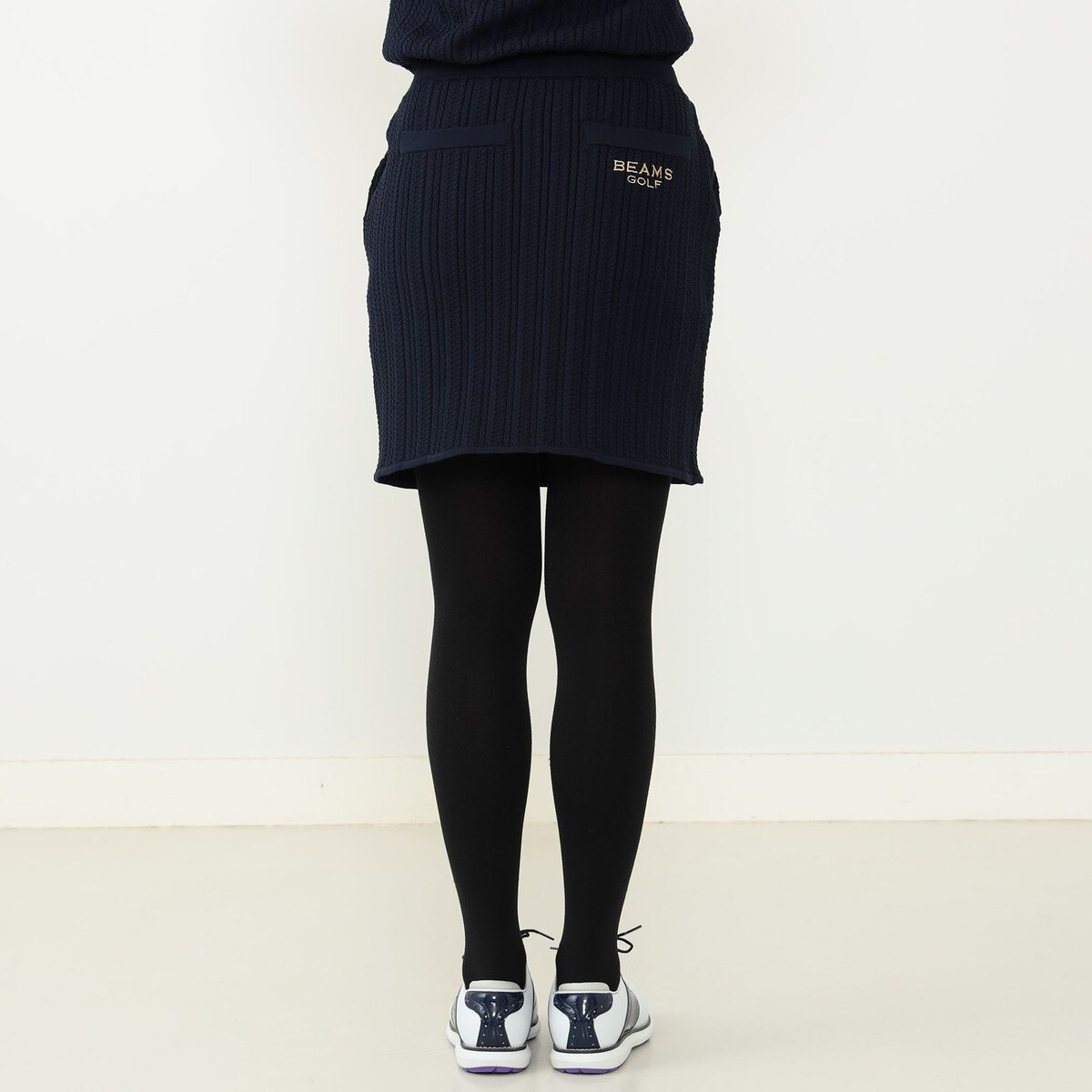 BEAMS GOLF PURPLE LABEL ケーブル 裏付きニット スカート レディス