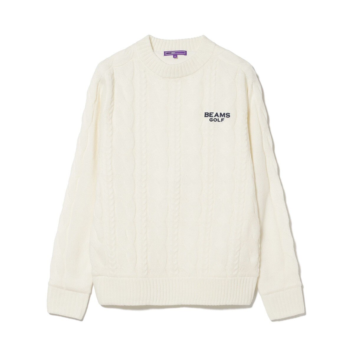 BEAMS GOLF PURPLE LABEL モックネック ケーブル 裏付きニット(中間着