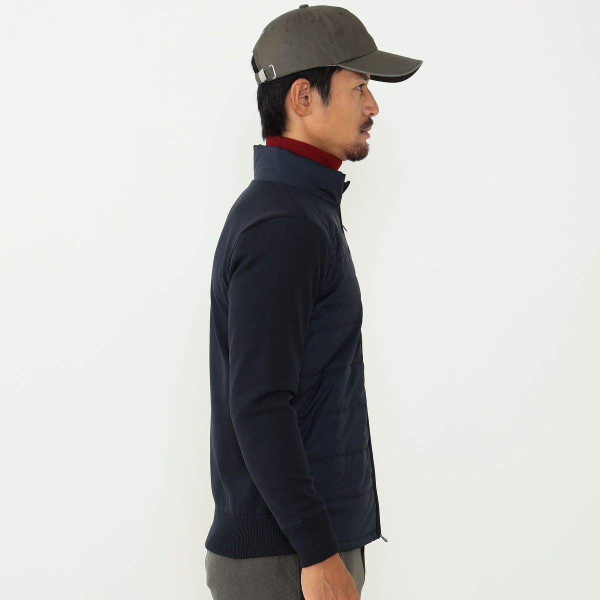 BEAMS GOLF PURPLE LABEL 切り替え 裏付きニットブルゾン(アウター