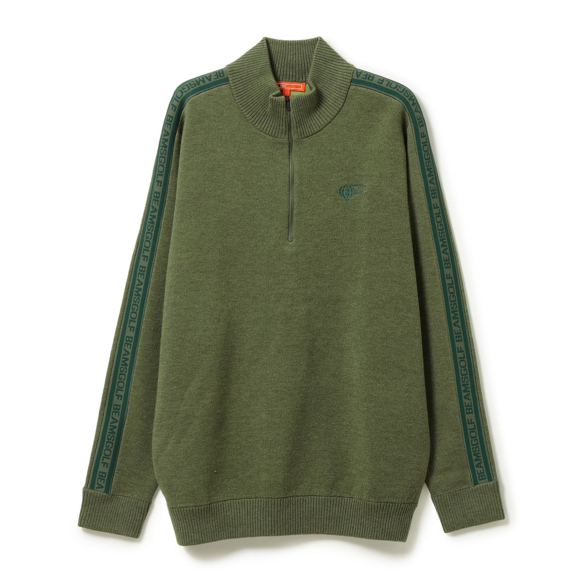 BEAMS GOLF ORANGE LABEL ラインロゴ ハーフジップニット(中間着