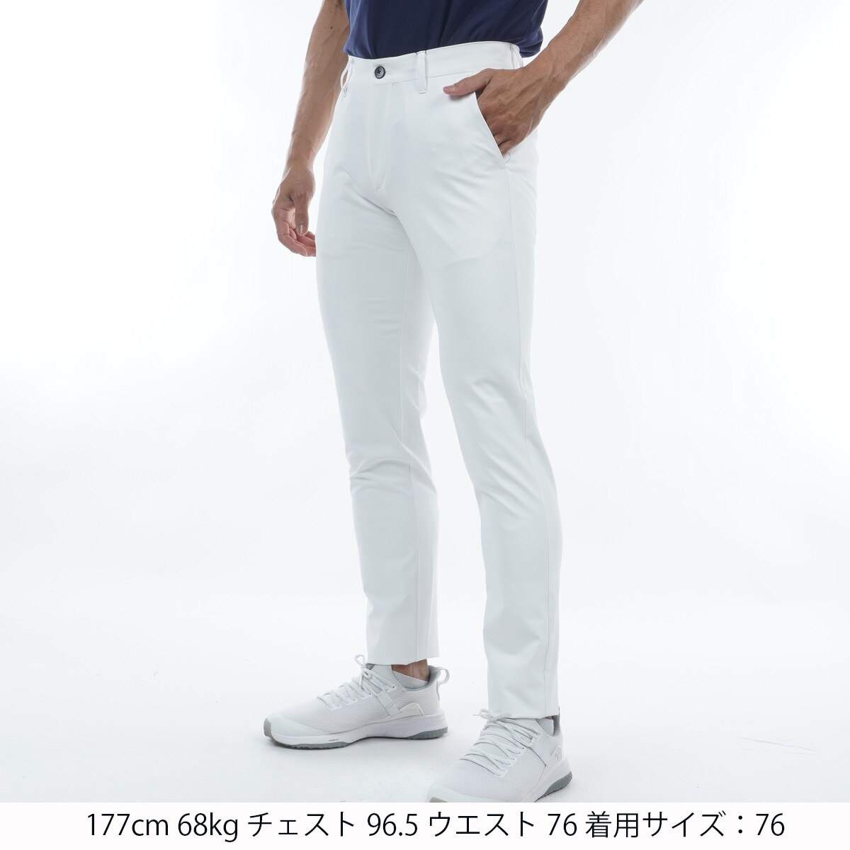 新品 デサント ゴルフ ハイパーストレッチ　ロングパンツ　L 85 白　ホワイト le coq sportif golf 【ストレッチフォーサー】中わた