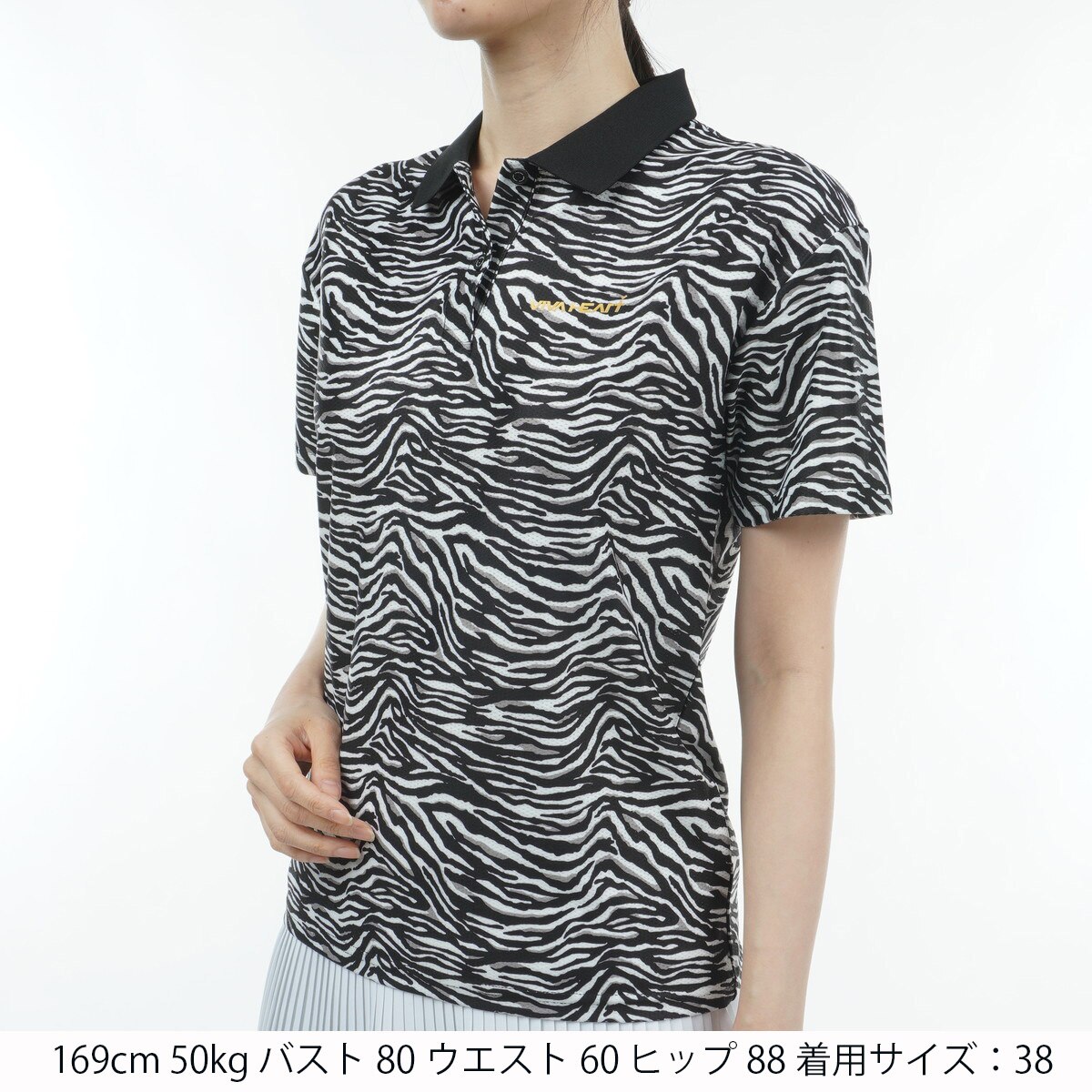 ポロシャツ ポロ 「VIVA HEART/GOLF」コンフォートメッシュゼブラ柄ワイド半袖ポロ レディース VIVA HEART ポロシャツ ポロ 「VIVA HEART/GOLF」コンフォート