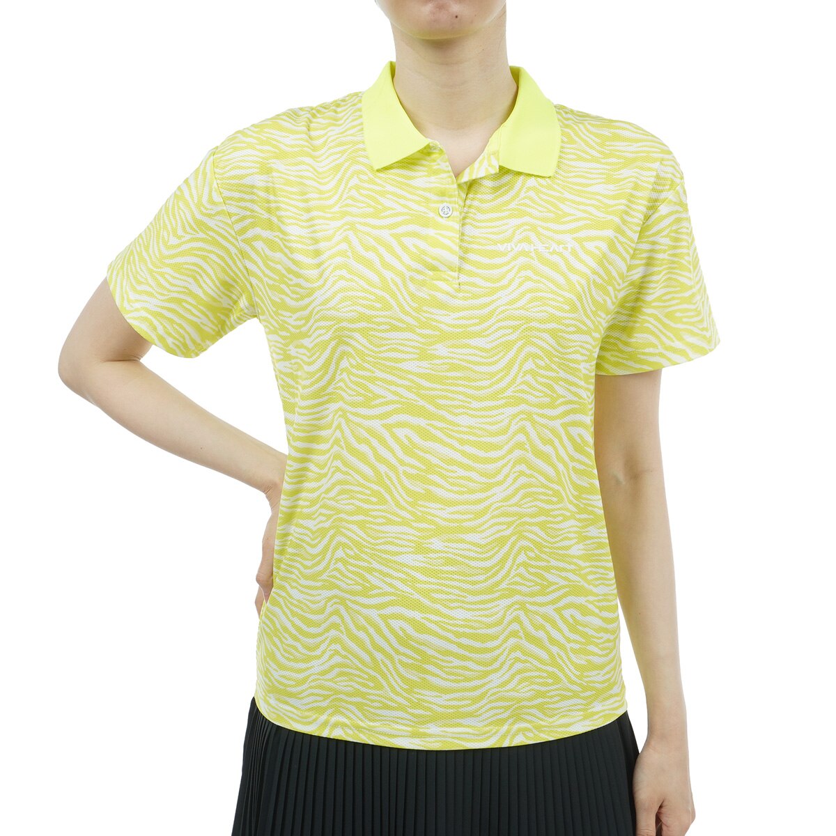 ポロシャツ ポロ 「VIVA HEART/GOLF」コンフォートメッシュゼブラ柄ワイド半袖ポロ レディース VIVA HEART ポロシャツ ポロ 「VIVA HEART/GOLF」コンフォート