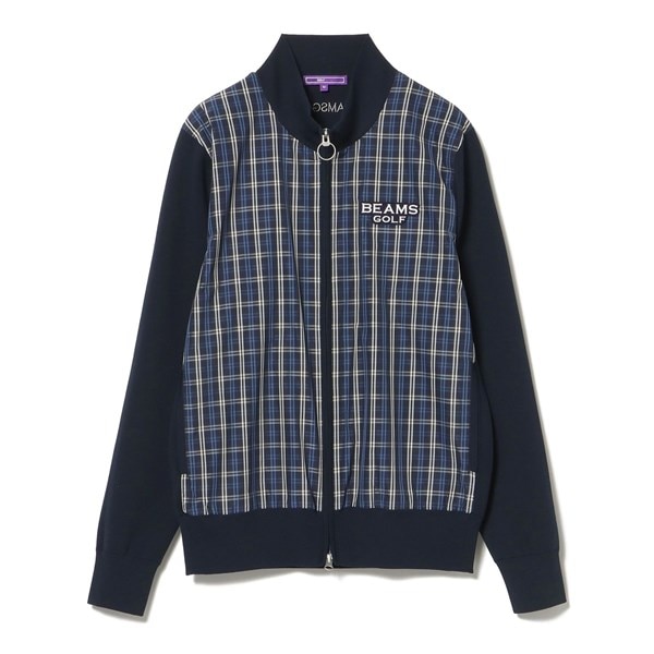 BEAMS GOLF PURPLE LABEL チェックフロント ニットジップブルゾン 