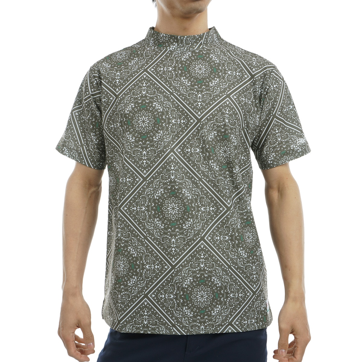 口コミ・評価｜ストレッチ バンダナ柄 モックネック半袖シャツ（半袖