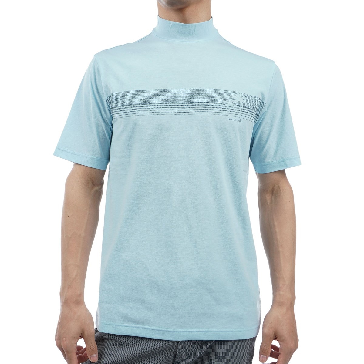 チェストプリント モックネック半袖Tシャツ(半袖シャツ・ポロシャツ 