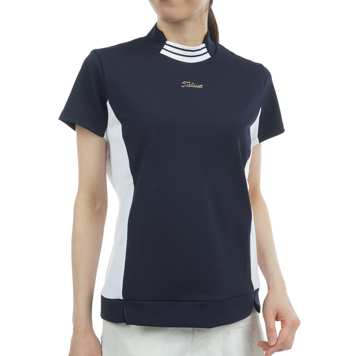 ストレッチ 鹿の子 モックネック半袖シャツ レディス(半袖シャツ