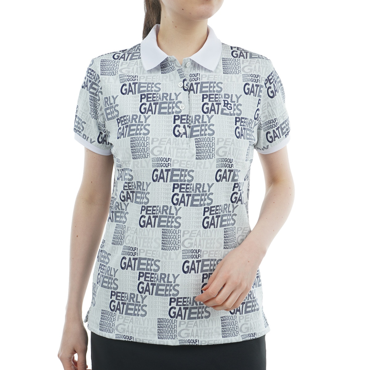 新品タグ付 パーリーゲイツ PEARLY GATES ポロシャツ レディース 0 PEARLY GATES/パーリーゲイツ ロゴプリント ポロシャツ