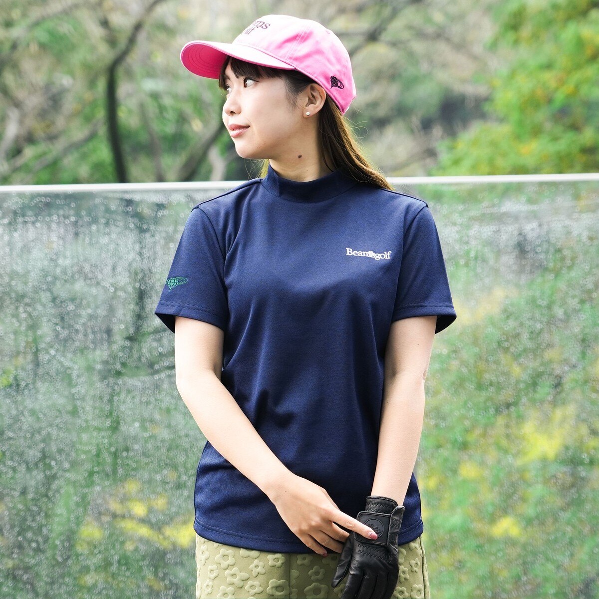 BEAMS GOLF ホリデーフラワー柄　モックネック レディース　ゴルフ　L BEAMS GOLF ホリデーフラワー柄 モックネック レディース ゴルフ L