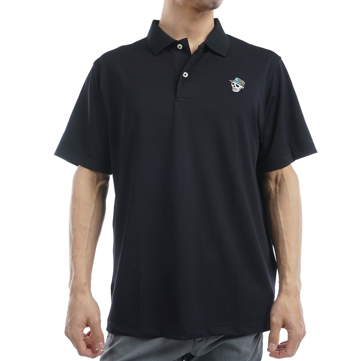 〈新品〉DEVEREUX GOLF デヴァロー ゴルフ【S】半袖ポロシャツ 黒 セール・アウトレット】ストレッチ ワンポイント半袖ポロシャツ