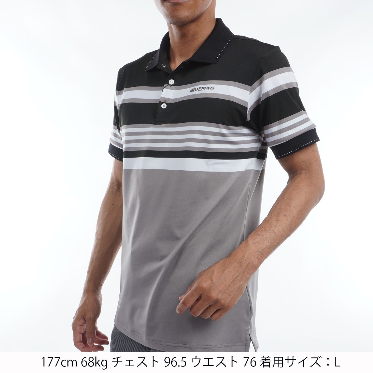 【新品】ブリーフィング BRIEFING ストライプ 半袖ポロシャツ セール・アウトレット】マリンストライプ 半袖ポロシャツ(半袖