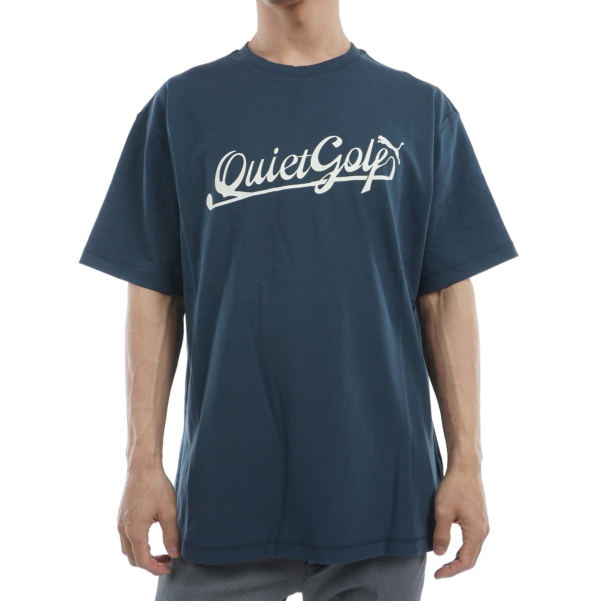 PUMA(並) ウェア ゴルフウェア QGC スクリプト グラフィック 半袖 Tシャツ 625767-01 ダークグレー