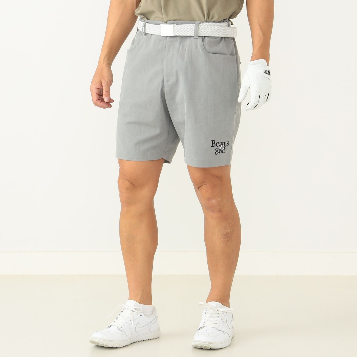 新品未使用‼️タグ付き‼️BEAMS GOLF ドライタッチ　ハーフパンツ　グレー BEAMS GOLF ORANGE LABEL フラワーロゴ ストレッチツイル