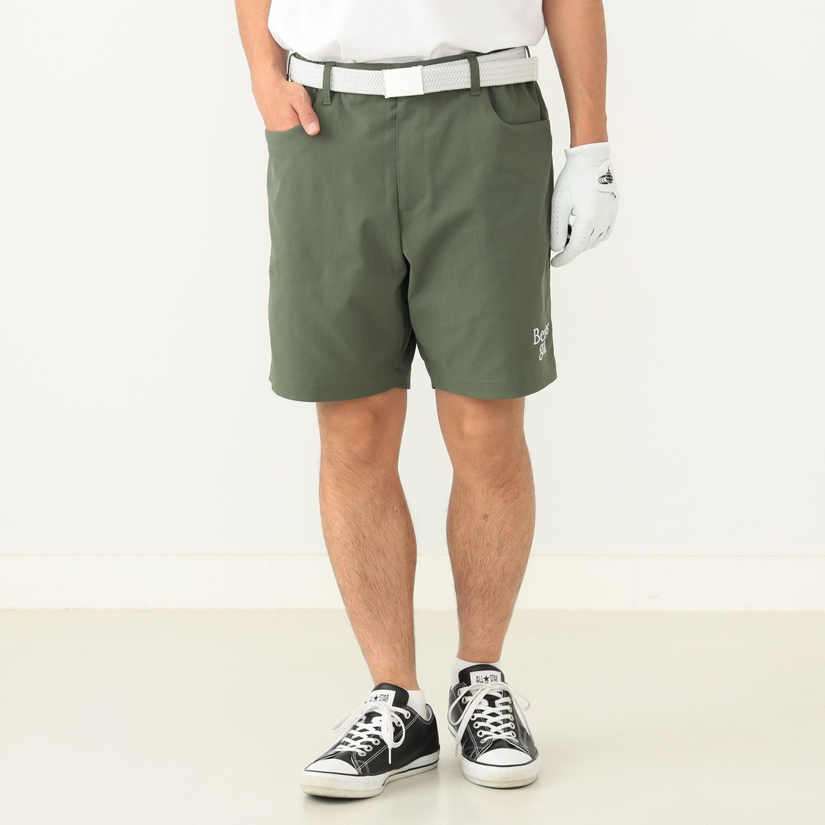 新品未使用‼️タグ付き‼️BEAMS GOLF ドライタッチ　ハーフパンツ　グレー BEAMS GOLF ORANGE LABEL フラワーロゴ ストレッチツイル