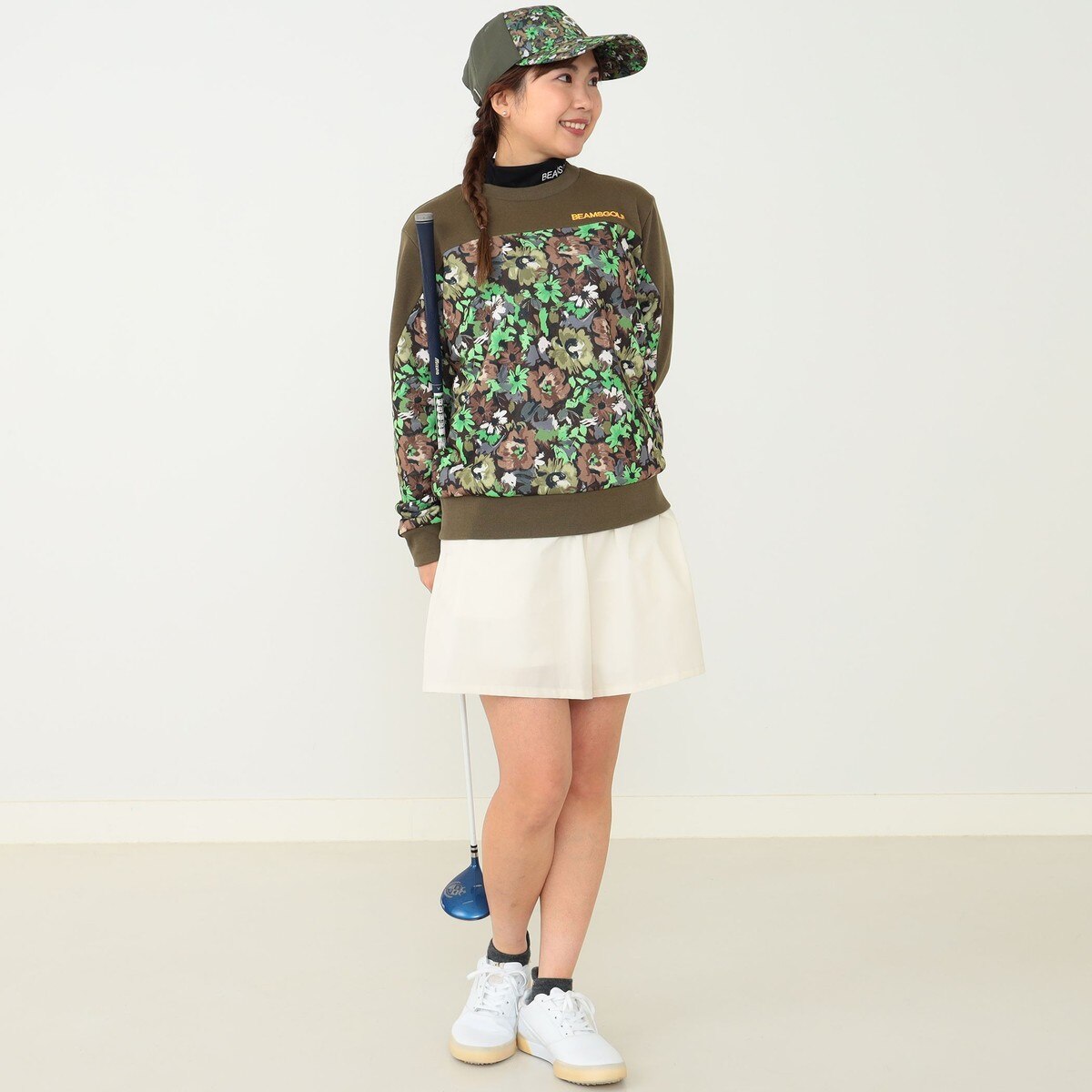 BEAMS GOLF オレンジレーベル フラワーカモプリント スウェット L