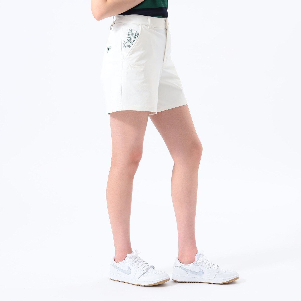 BEAMS - coco 中古 ビームスゴルフ BEAMSGOLF メンズ ハーフパンツ 42(SS) 薄緑 ライトグリーン 麻混 リネンブレンド 小さいサイズ BEAMS GOLF ORANGE LABEL USシリーズ ストレッチ ショートパンツ
