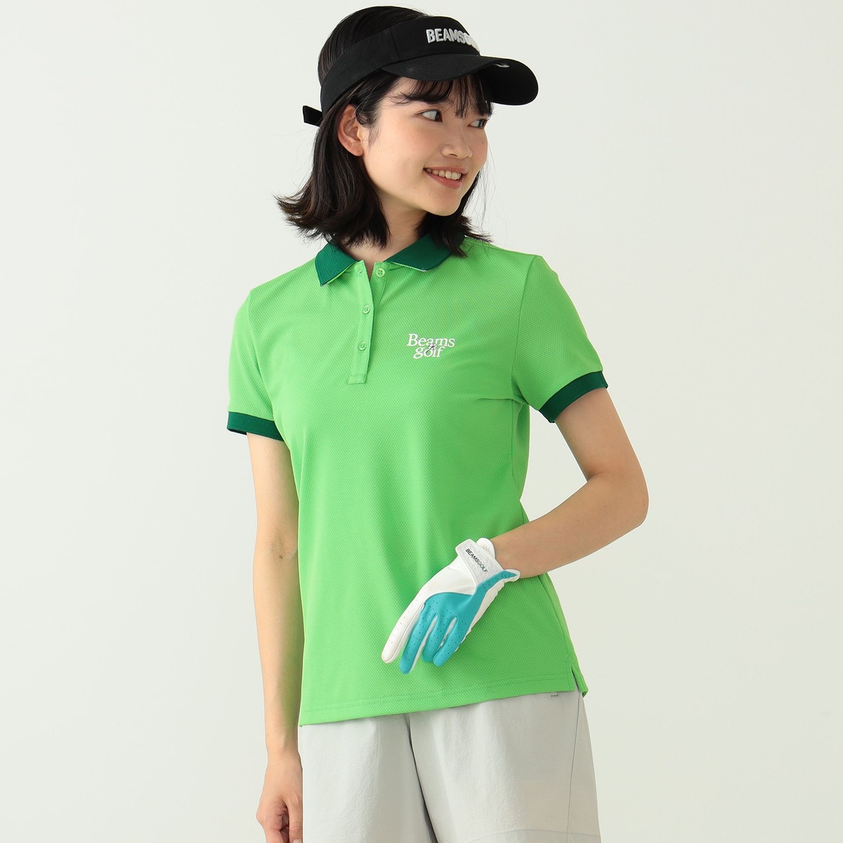 BEAMS GOLF ORANGE LABEL 襟裏 ジャカード ポロシャツ 24SS レディス