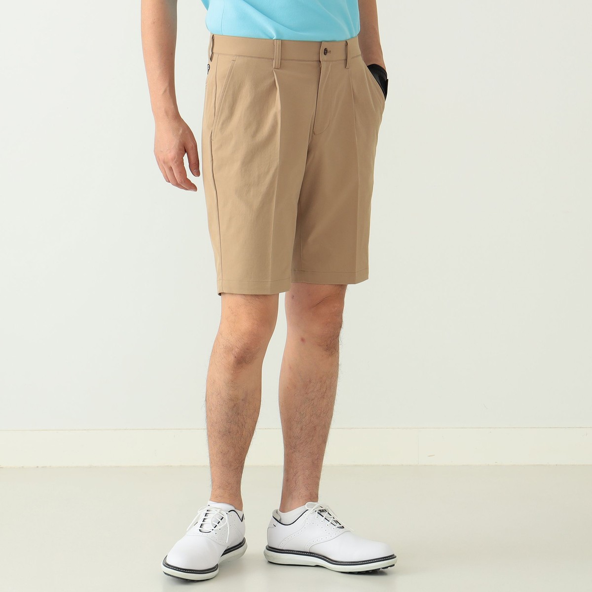BEAMS GOLF PURPLE LABEL 撥水 プリーツ ショートパンツ(ハーフ