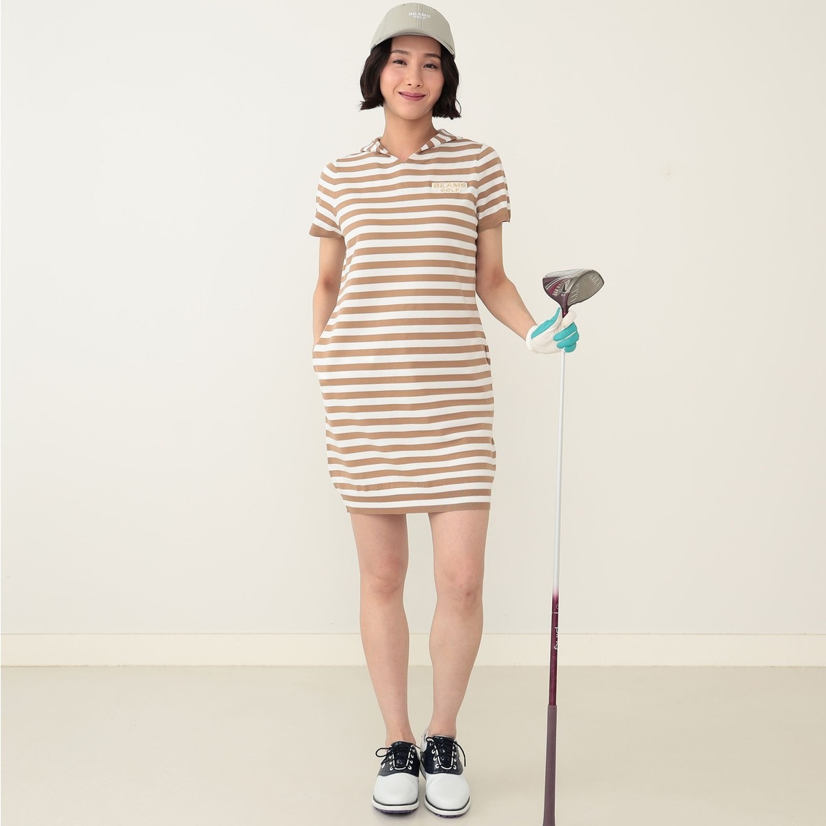 BEAMS GOLF PURPLE LABEL ボーダーニット ワンピース レディス