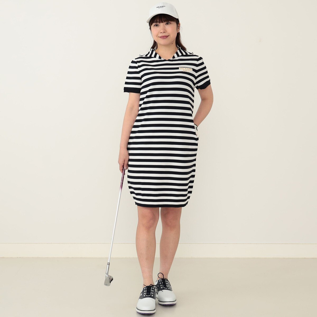 BEAMS GOLF PURPLE LABEL ボーダーニット ワンピース レディス