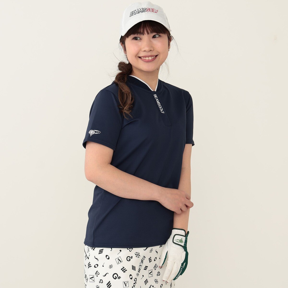 BEAMS GOLF ORANGE LABEL スタンドカラー ストレッチポロシャツ
