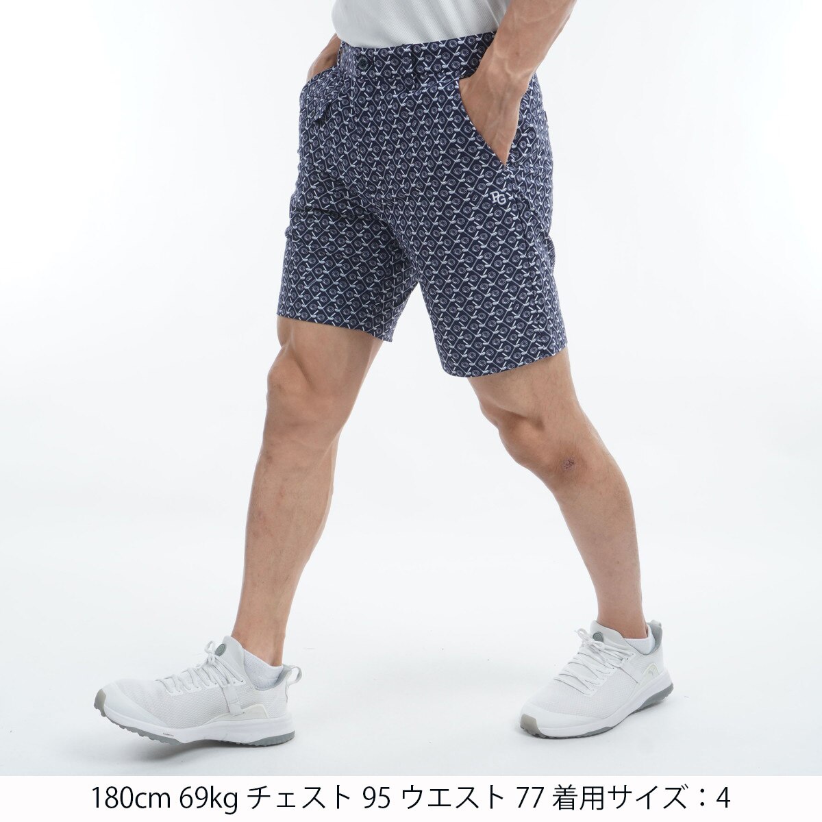 【新品】パーリーゲイツ ショートパンツ TEXBRID 高ストレッチ 0 S 新品未使用】パーリーゲイツ 総柄 TEXBRIDショートパンツ S