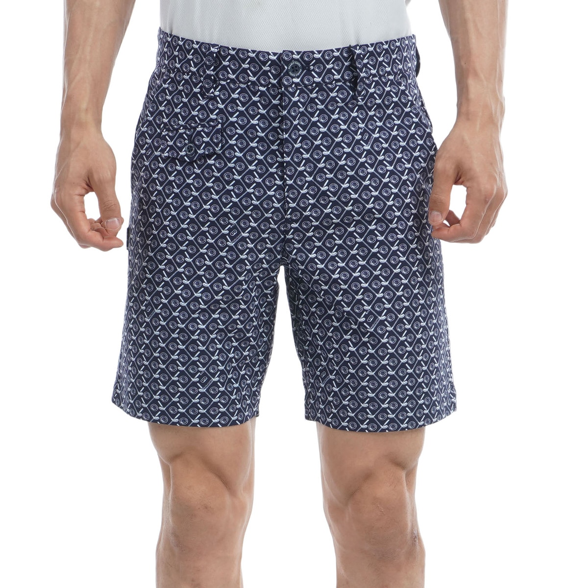 PGロゴデニム柄 ECOBLUEメッシュハイテンション ショートパンツ