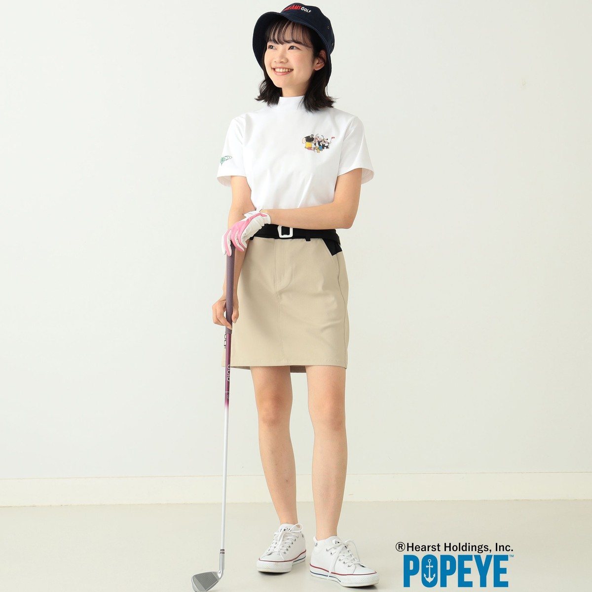 BEAMS GOLF POPEYE(TM)モックネックシャツ レディス(半袖シャツ