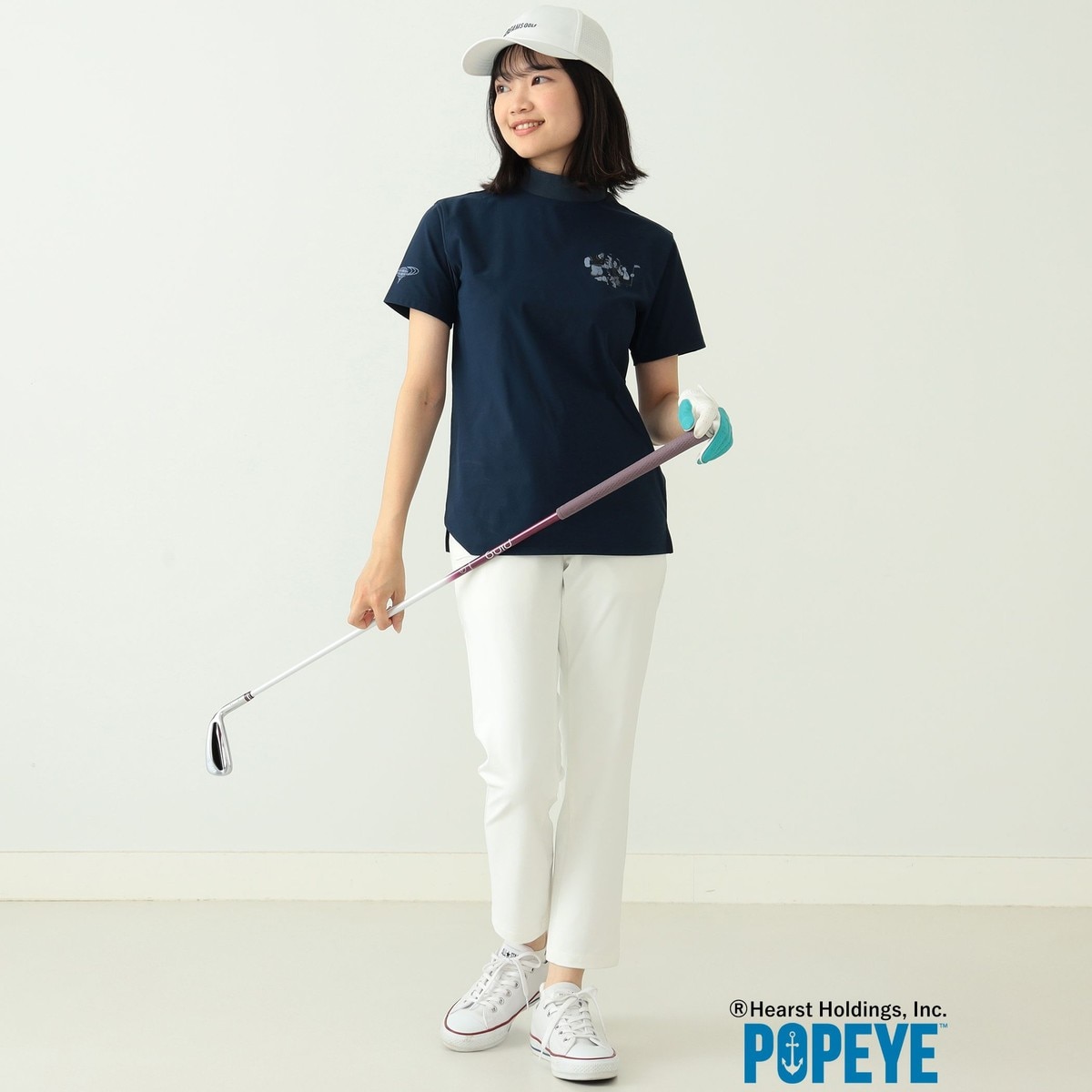 BEAMS GOLF POPEYE(TM)モックネックシャツ レディス(半袖シャツ