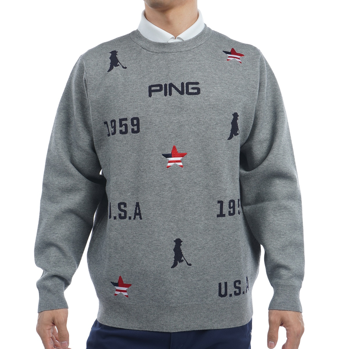 PING クルーネックセーター ゴルフウェア PING ピン 配色クルーネックセーター : GDOゴルフショップ Yahoo
