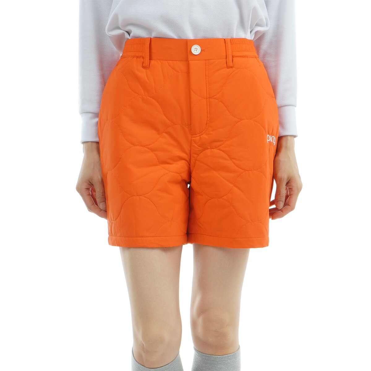 Kappa - Kappa オレンジ ショートパンツ 7号 KAPPA カッパ ショートパンツ 7 目まぐるしい オレンジ ホワイト