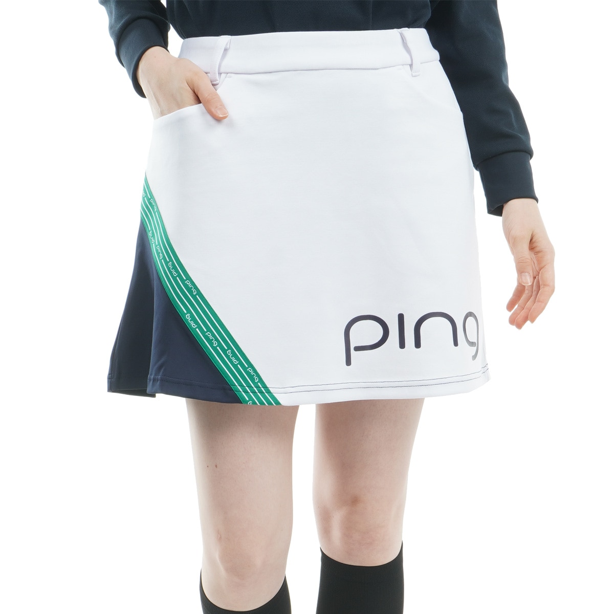 ○★新品未使用　PING（ピン）　バイアスロゴ　スカート　S　ホワイト ○☆新品未使用 PING（ピン） バイアスロゴ スカート S ホワイト
