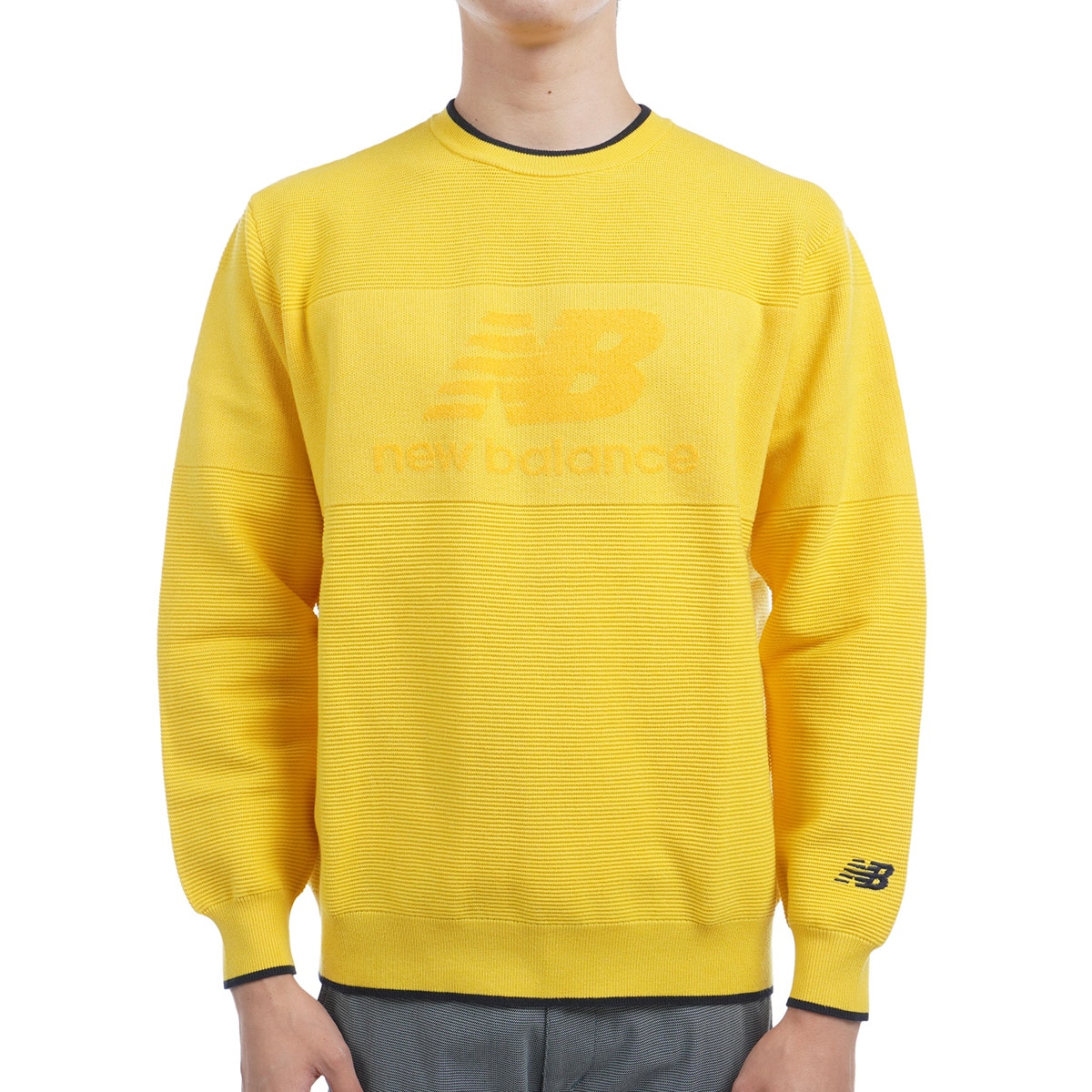 ニューバランスゴルフ　クルーネックセーター トレーナー黄色メンズ　4 New Balance Golf ニューバランス ゴルフ メッシュ クルーネック