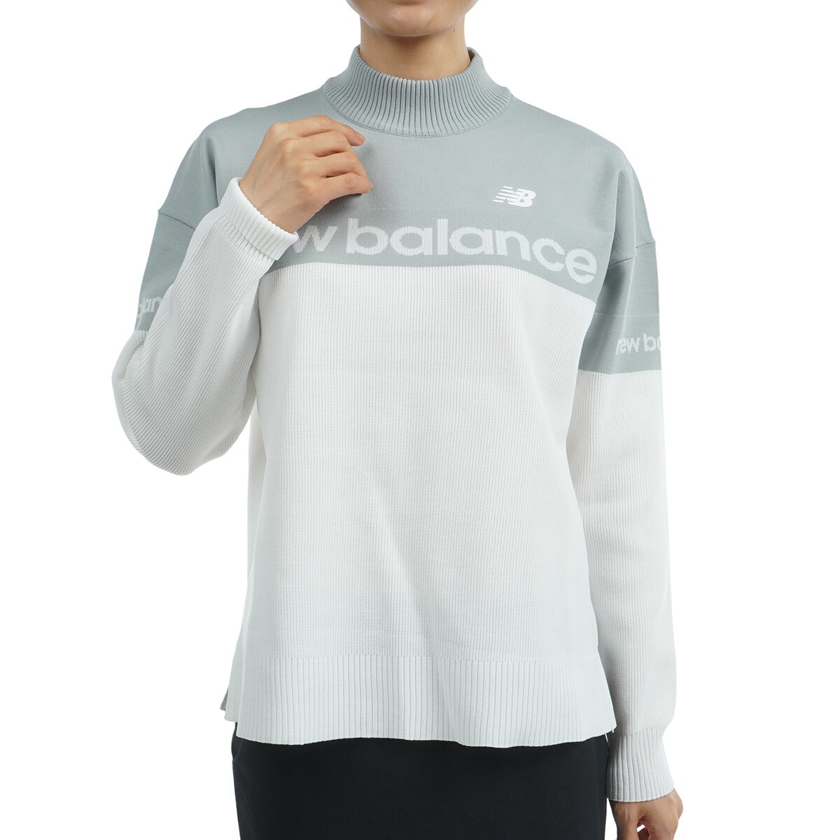 セール・アウトレット】ストレッチ モックネック長袖セーター レディス