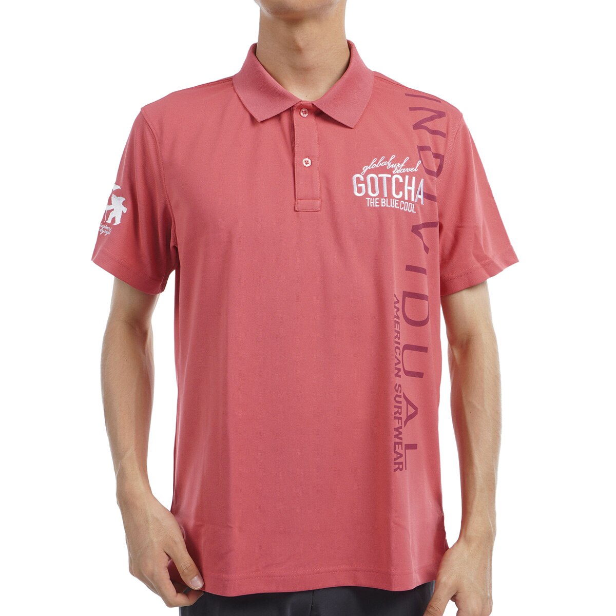 新品 ガッチャ ゴルフ メンズ 鹿の子 半袖 ポロシャツ XL GOTCHA GOLF シャツ 吸水速乾 UVカット 刺繍 ゴルフウェア サマー ◆GGPS184B