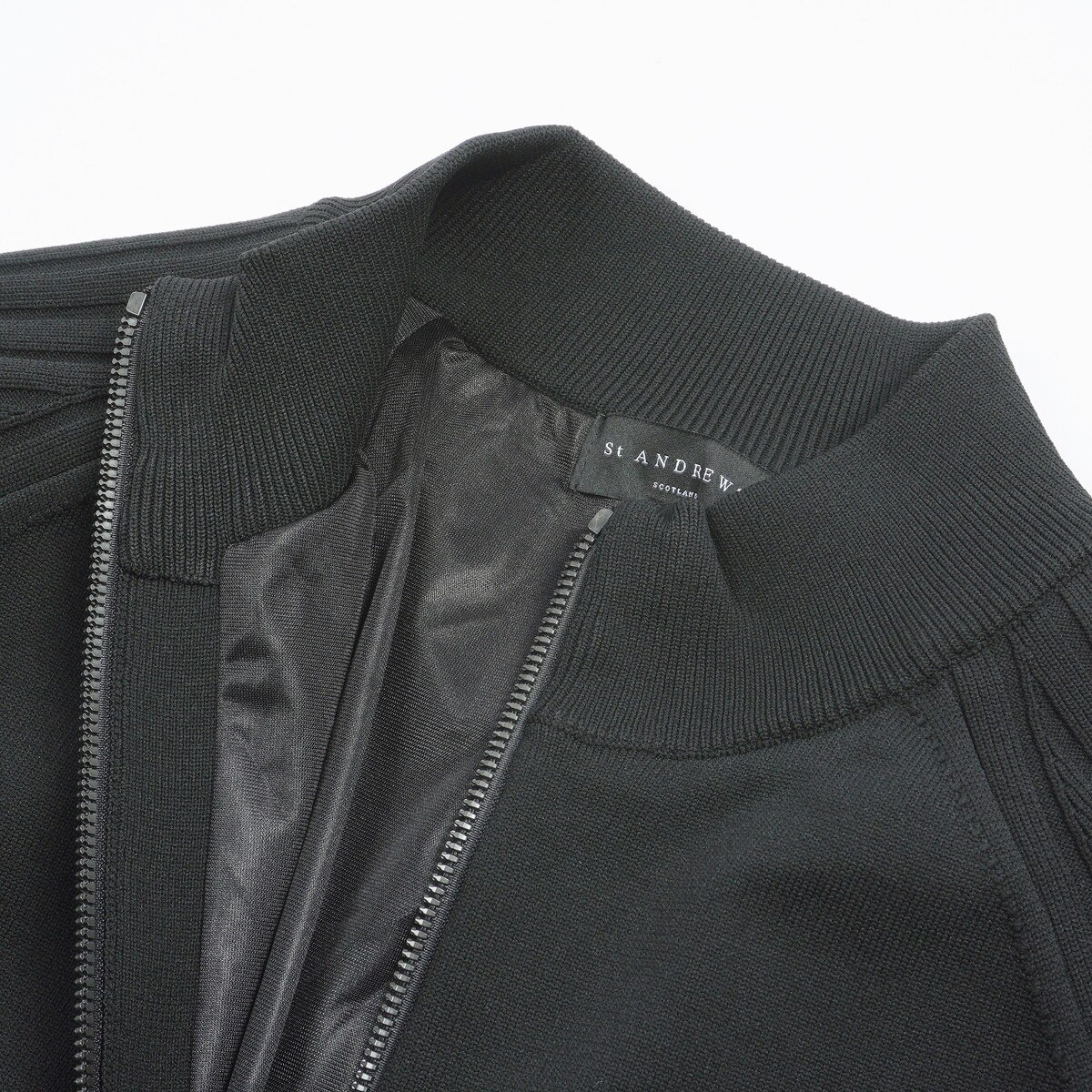 【セントアンドリュース】美品 ニットブルゾン ジャケット ブラック M セール・アウトレット】裏付きニットブルゾン(アウター(ブルゾン