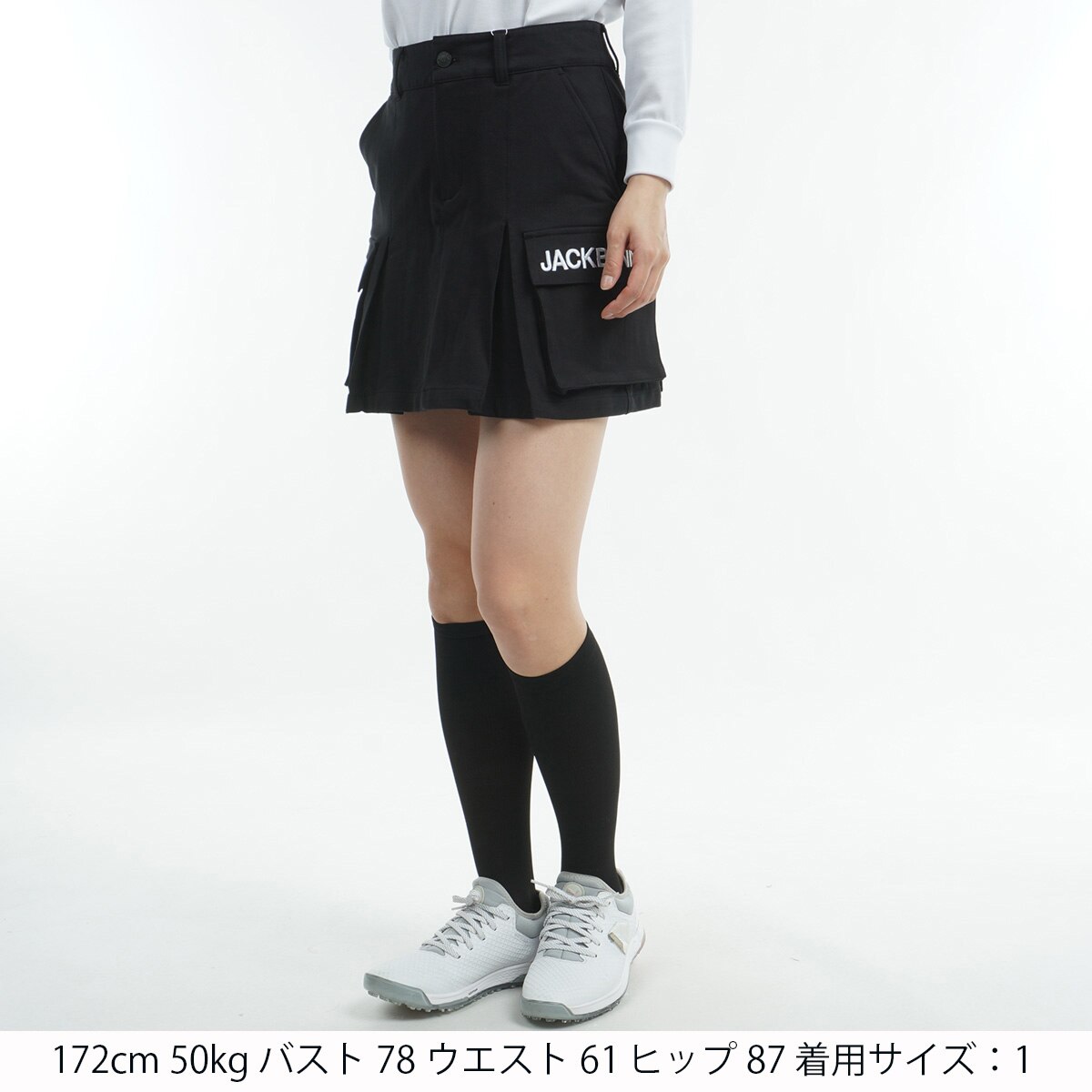 新品 【サイズ２】【ブラック】ジャックバニー ジャージツイル スカート ゴルフ ジャックバニー] レディース スカート [藤子・F・不二雄コラボ