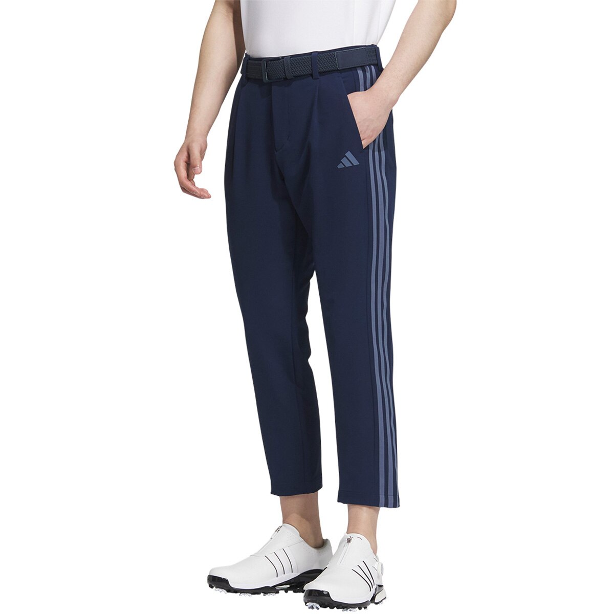新品 アディダス ゴルフ ストレッチ アンクル パンツ リラックスフィット L adidas パンツ EX STRETCH ACTIVE スリーストライプスアンクル