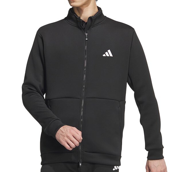 ダンボールニット バックロゴ付き ストレッチ 長袖フルジップ